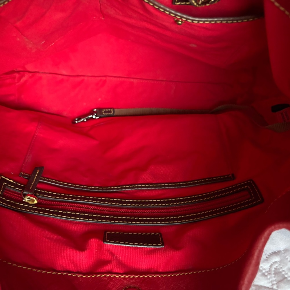 Dooney & Bourke Red and Brown Shoulder Bag - Picture 4 of 6
